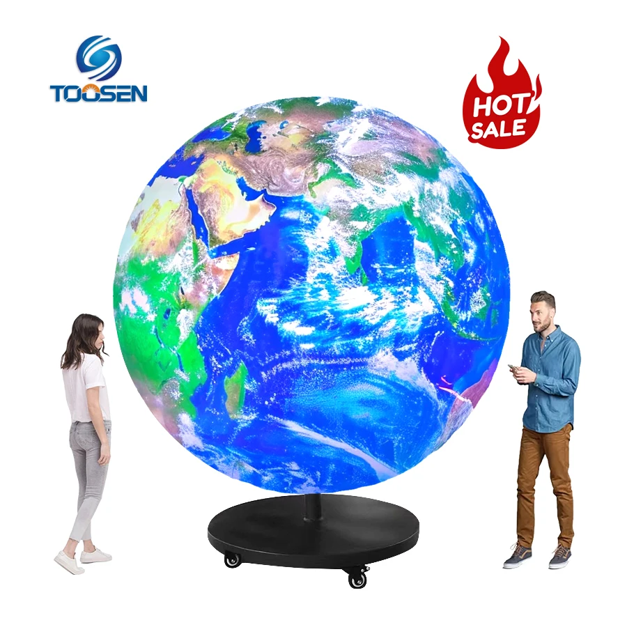 Toosen Customized Spherical LED Screen Shape Semi Sphere/Globe/Ball 1m 2m 2.5m Diameter P1.8P2.5 Free Flight Cabinet LED Display