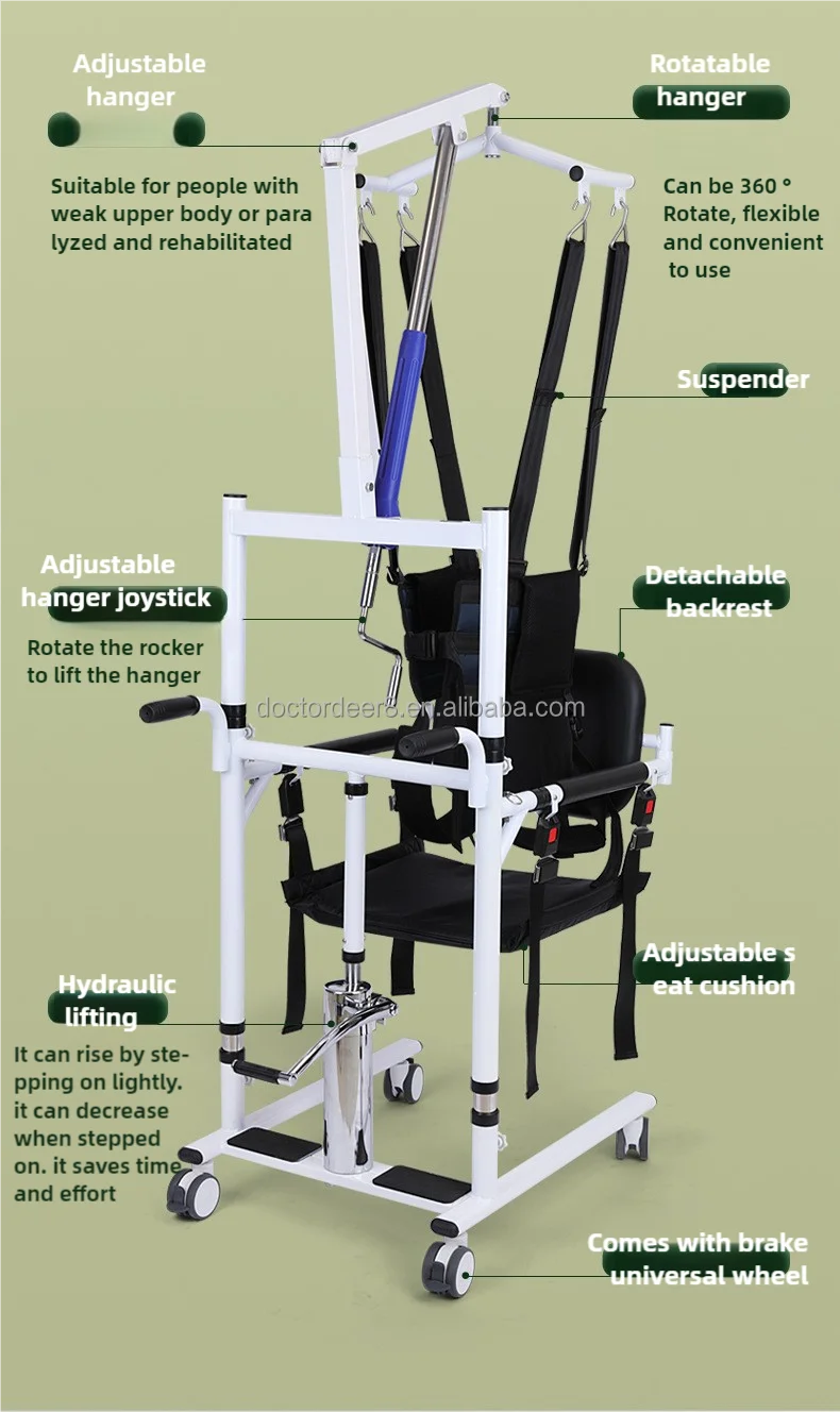 multifunction patient lift transfer wheelchair Electric patient lift walking sling with  lifting upper body safety harness vest
