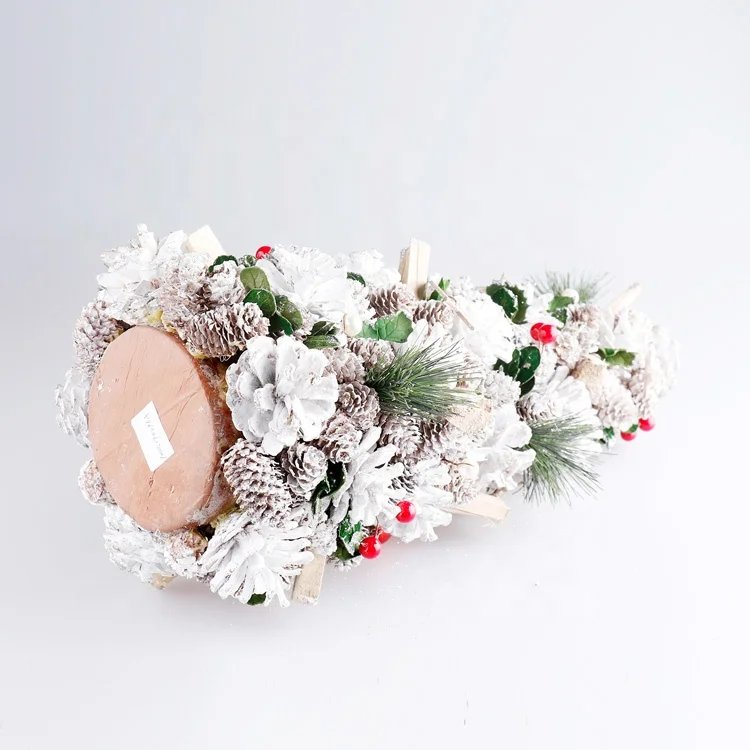 BSCI оптовая продажа высокое качество Белые сосновые конусы игла для рождественской елки украшения стола со снегом