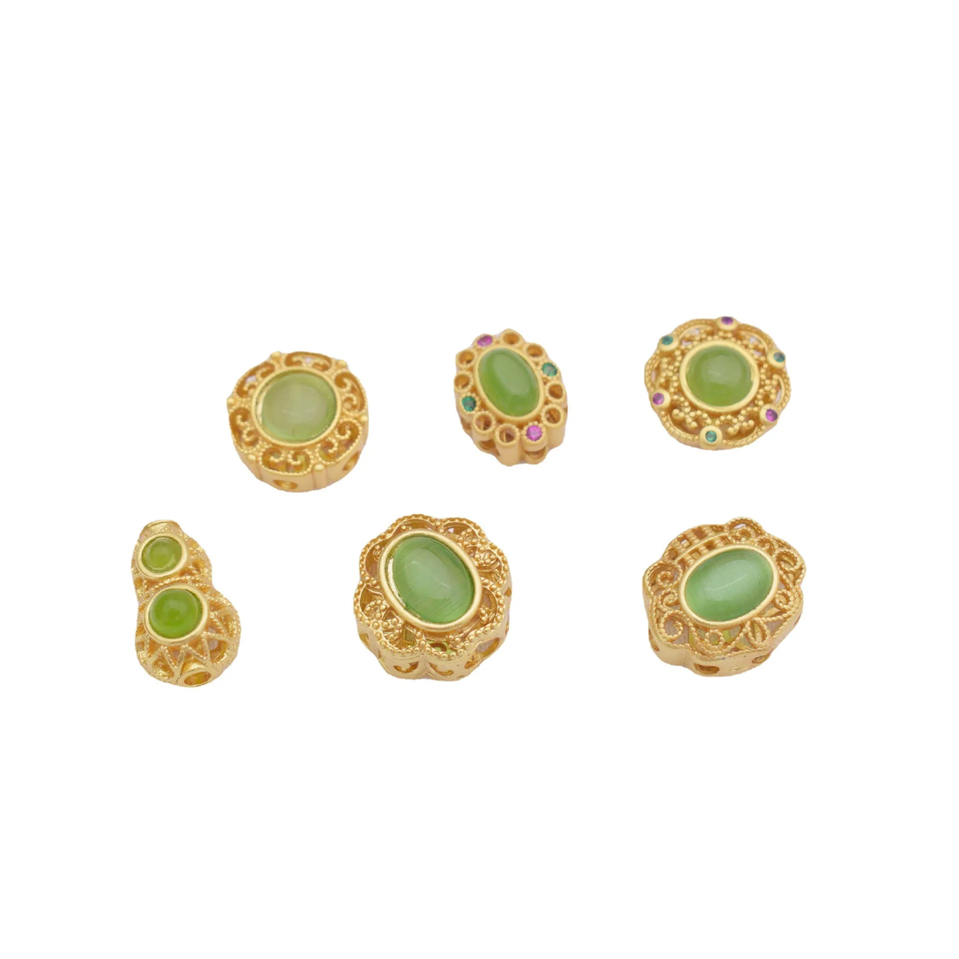 Shajin diy hand string hollow partition bead safety lock Calabash four leaf grass bracelet beading accessories