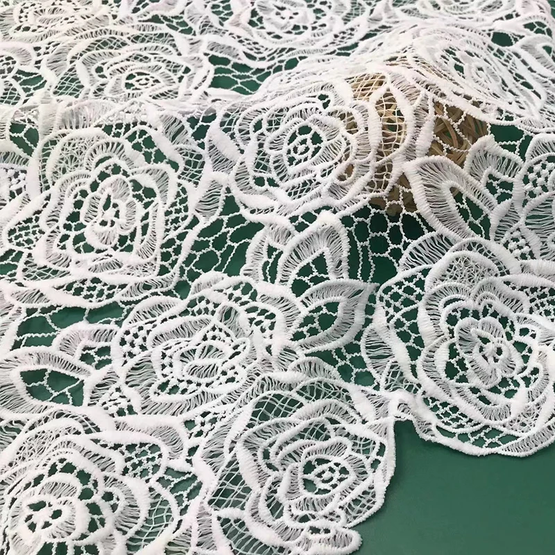 3d guipure flower floral cotton embroidery nigerian water soluble milk silk lace fabrics for dress