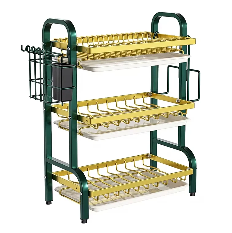 Wholesale Cheap Kitchen Dish Rack Drying Over The Sink Multifunction Metal Dishes Rack Drainer