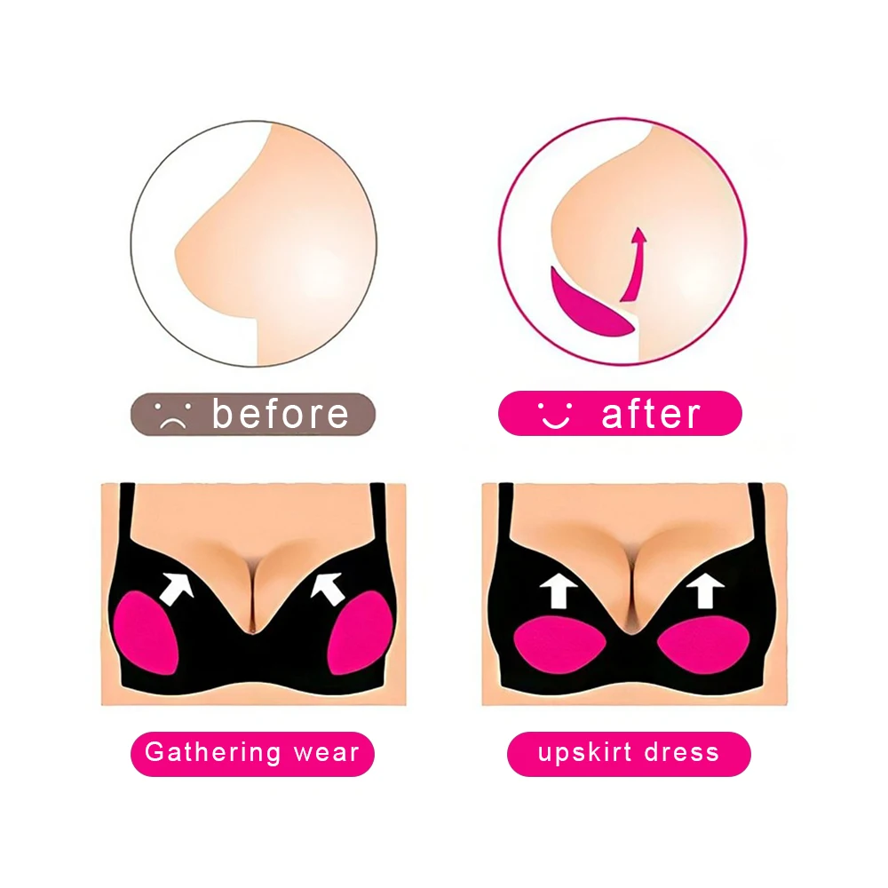 Sweatproof Waterproof Silicone Bra Inserts Stick on bra pad Double Sided sticky Push Up Ultra Boost Inserts Bra Insert Pad
