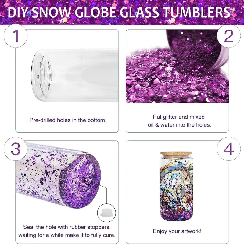 Sublimation Snowglobe Glassware Cup Snow Globe Water Bottle Iced Coffee Mug Double Wall Beer Can Tumbler With pre drilled hole