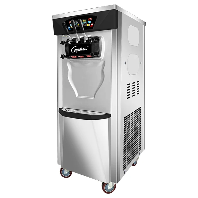 New Design Stainless Steel Body Three Flavours Easy Moving Operation Ice ream Machine Soft Ice Cream Maker