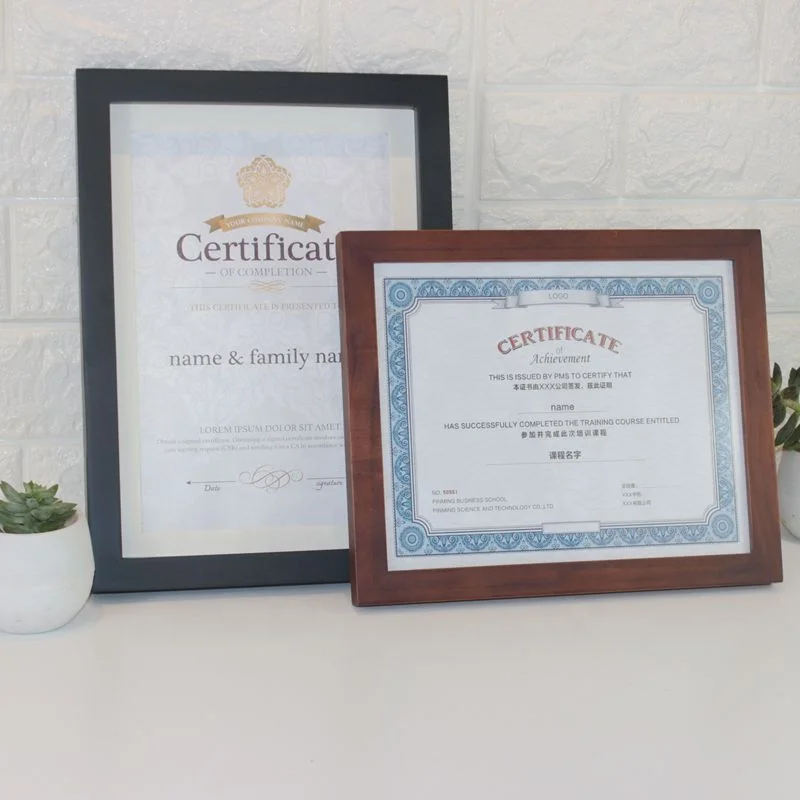 Custom Mahogany craft photo frame certificate Diploma A4 Certification Framework Graduation Certificate frame