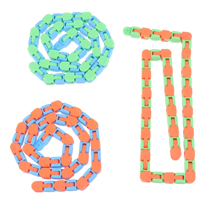 6 Pack 24 Links Wacky Tracks Snap and Click Fidget Toys Finger Sensory Track Snake Puzzles for Stress