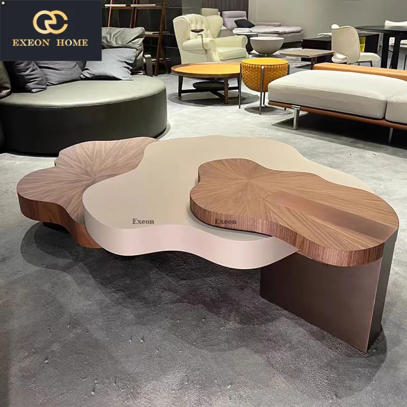 New Italian light Luxury Cloud Shaped Wooden Tea Table Home Room Creative Luxury Tea Table