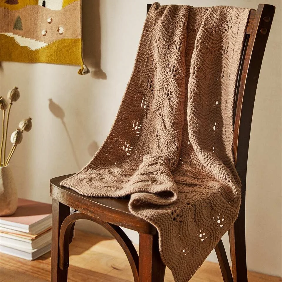 Wholesale Soft and Skin-friendly Blanket Wave Striped 100% Cotton Knitted Throw Blanket for Kids Baby LYT