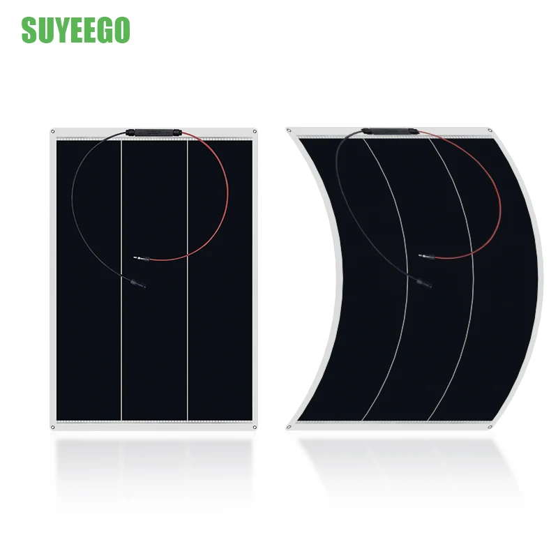 SUYEEGO High efficiency mono cells ETFE Flexible solar panel thin film 50w 100w 200w 300w IP68 shingle pv panels for RV boat use