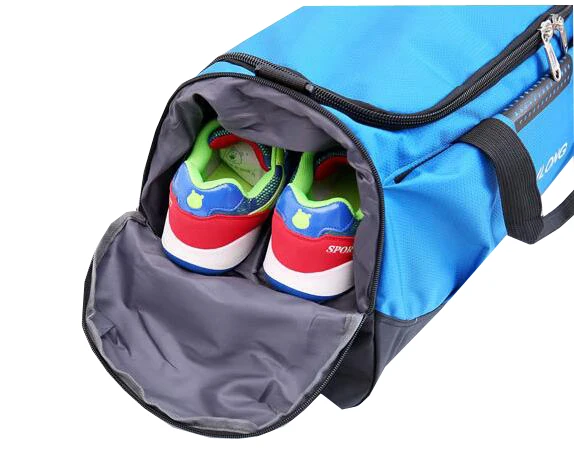 Custom logo waterproof Fitness duffel bag football basketball sports gym bag with bottle holder wet pocket shoes compartment