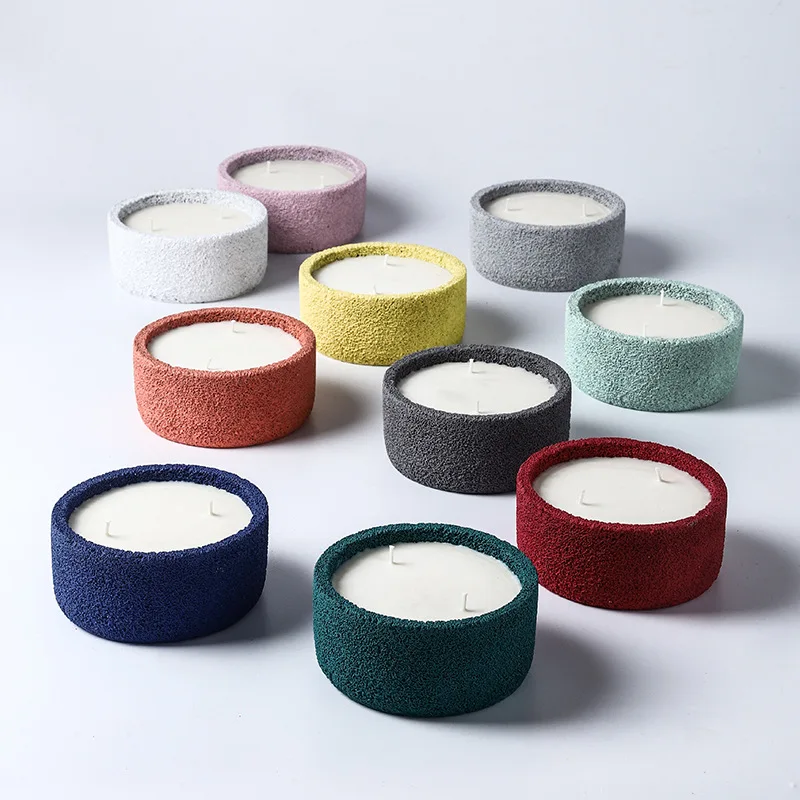 Wholesale Hot Coral Cement Jar Candle Soy Wax Aromatherapy Scented Candles