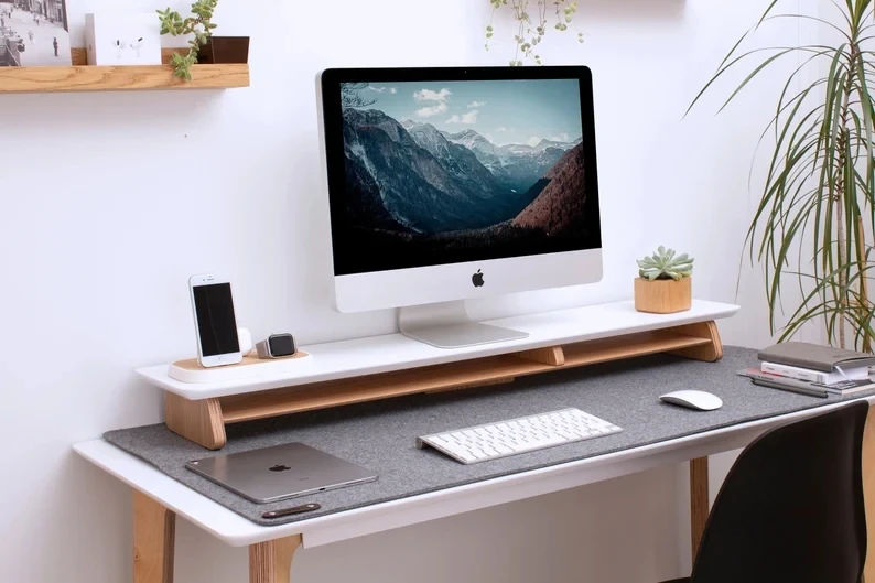 Best Selling Double Layer Wooden Display Riser Multifunctional Computer Bracket