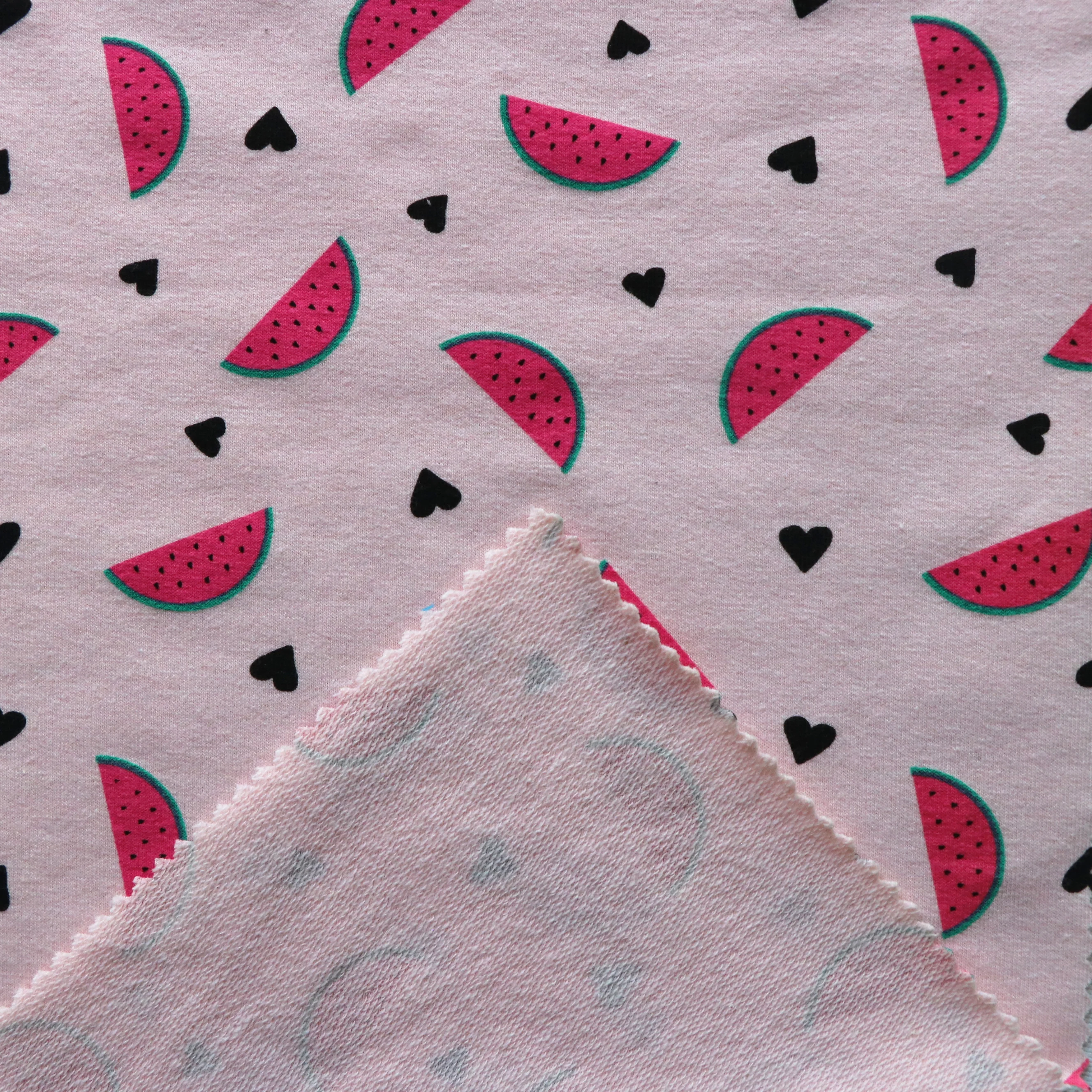 New Style Fruits Pattern Cotton95% Spandex5% Printed French Terry Fabric For /Hoodies/Garments Customized Printing Pattern