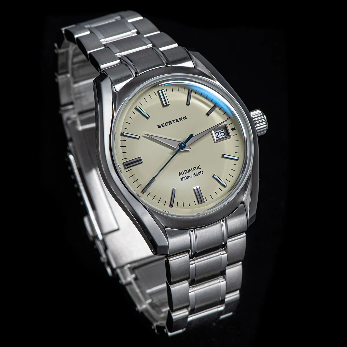Free ship Vintage Luxury 316L retro stainless steel dome sapphire NH35 automatic mechanical dress 20atm watch men for sale