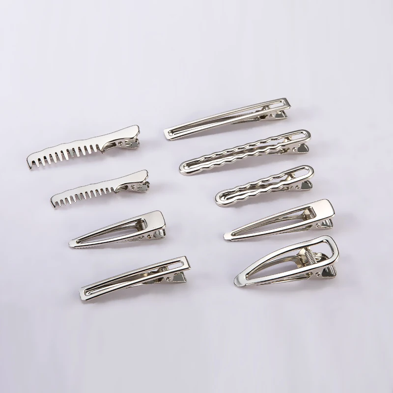 Metal Hair Clips Single Prong Alligator Clips Curl Clips Silver Hairbow Accessory