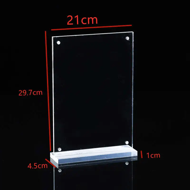 Wholesale Double side acrylic T shape table top display stand A4 size Menu Display clear Advertising Display menu sign holder