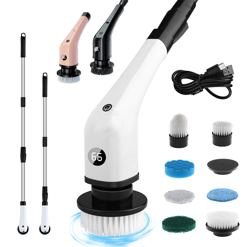 Multifunction Kitchen Household Power Electric Spin Scrubber Cordless 2 Rotating Speeds Electric Cleaning Brush Scrubber
