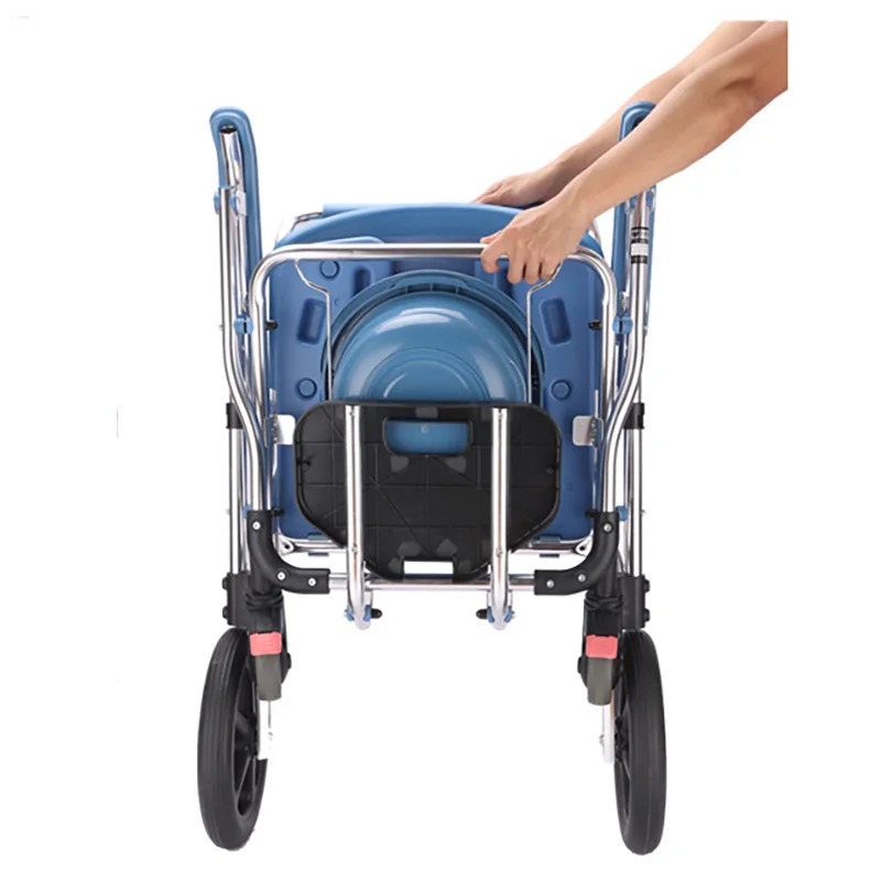 rehabilitation therapy aluminum alloy commode wheel chair folding disabled toilet chair toilet chairs for the elderly
