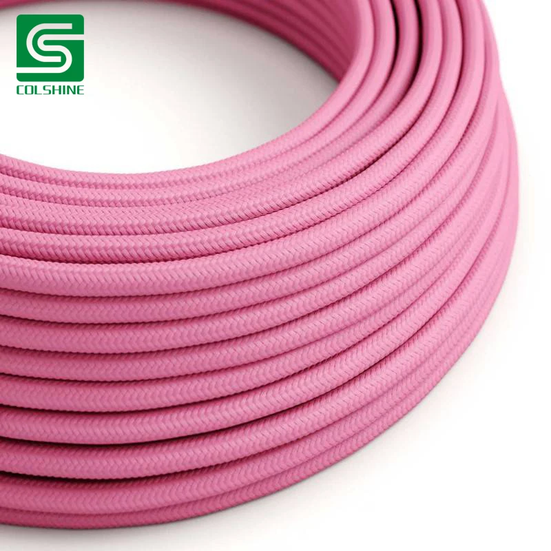 Крытый и открытый текстильная ткань круглый Электрический кабель розовый кулон освещение провода