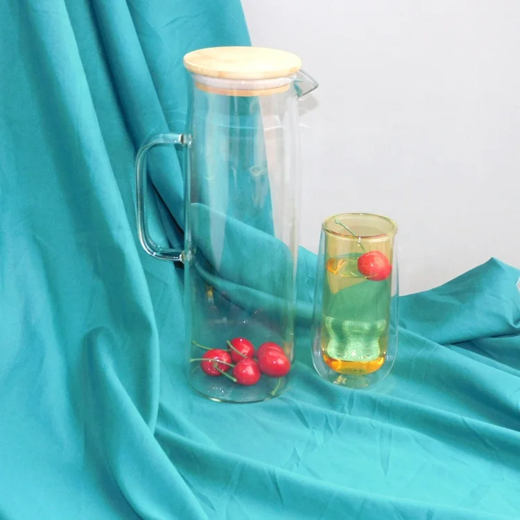 Heat-Resistant Straight With Handle Glass Jug With Lid Coffee Carafe Glass cup for juice cold water