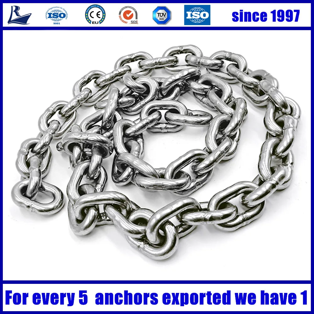 Link Chains 50 Meters 8mm Diameter Anchor Link Chain 316 Stainless Steel Link Chain DIN766