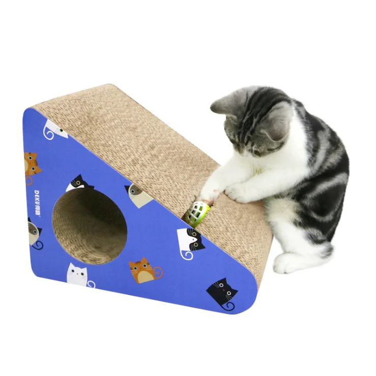Triangle indoor cat house corrugated cat scratcher toys