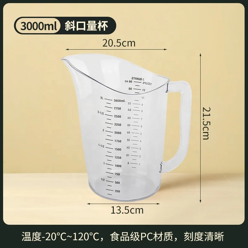 1000ml Large Capacity Silicone Measuring Cups Spoons Set Transparent Plastic Kitchen Scale Cup Whisk Flour Restaurant Supplies