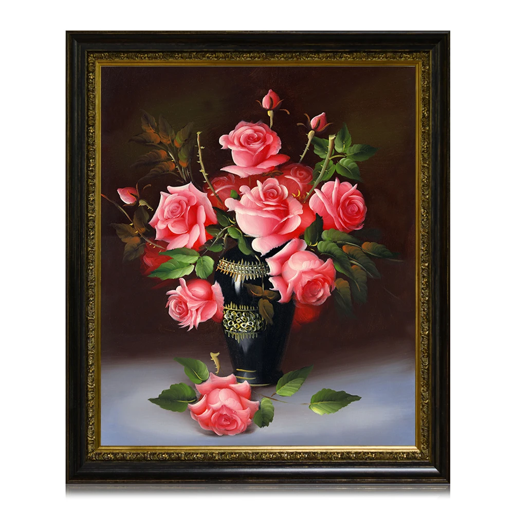 Wall art printing Interior Design No Stretch Realistic Romantic Red Rose Flower Wall Painting