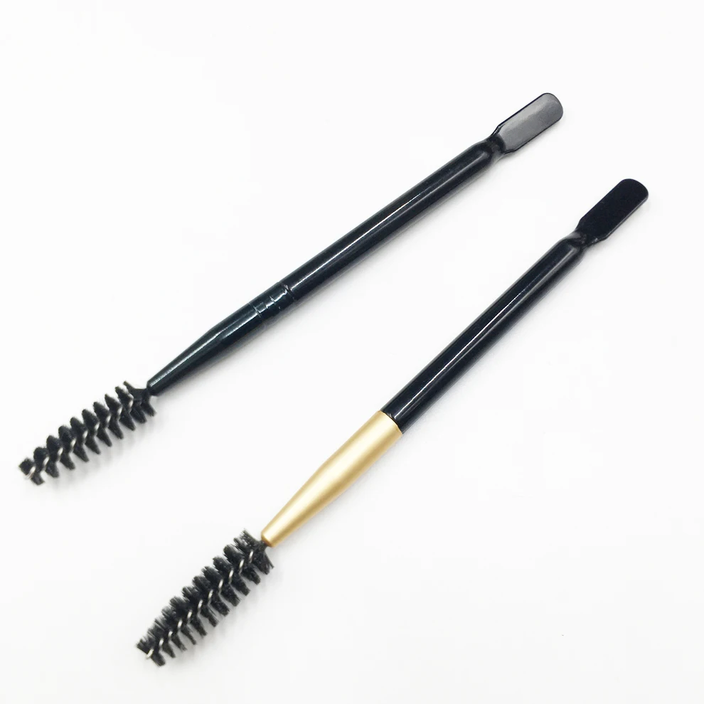 New Arrival Lash Brushes Mascara Wand Double Ended Spiral Eyelash Eyebrow Brush with Scraper