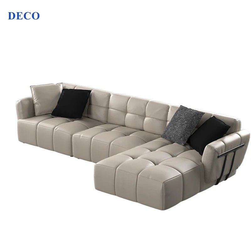 Genuine Leather 3 Seater Corner Sofa with Chaise Lounge in Itatian Style Sofas