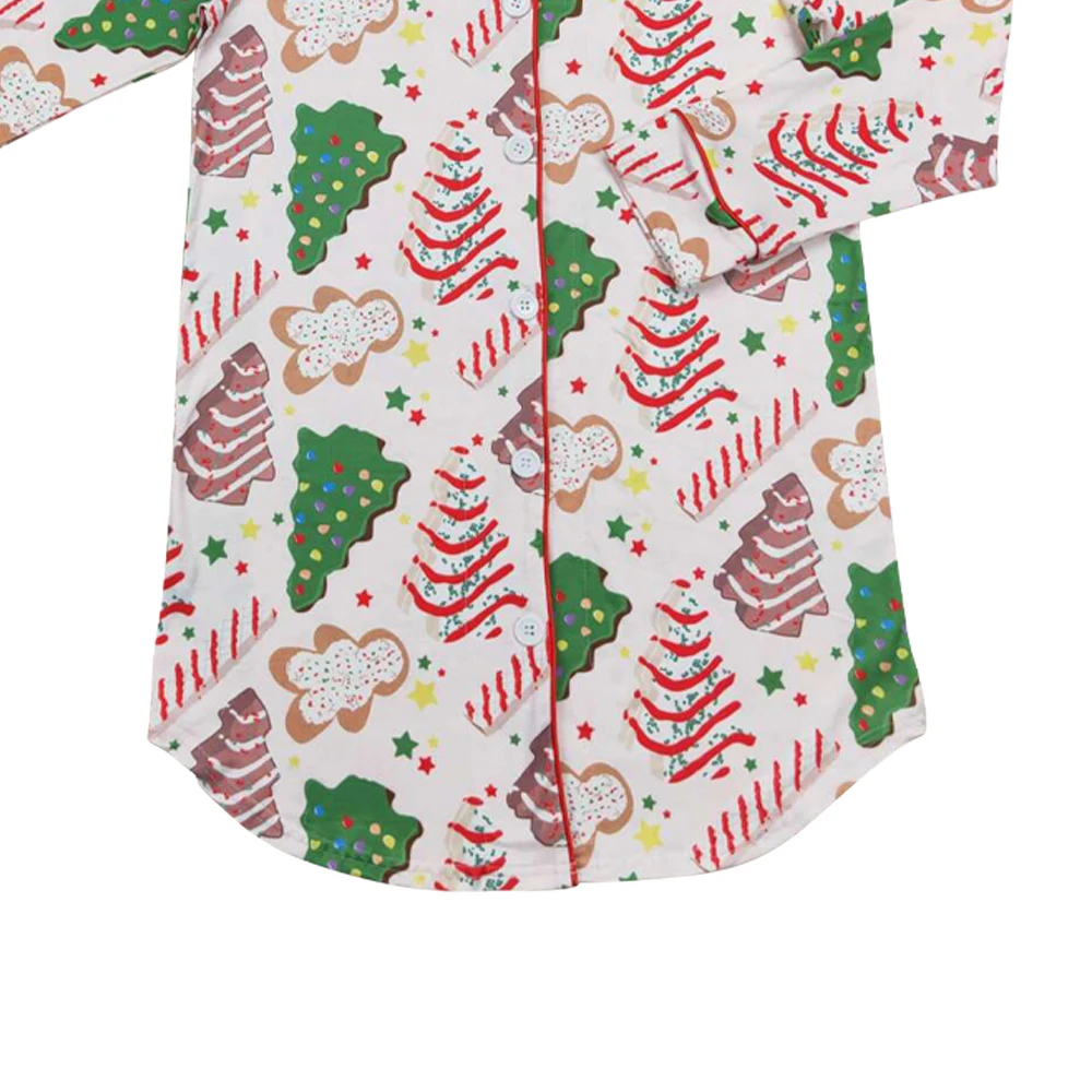 Christmas shirts long sleeves Christmas trees gingerbread print wholesale adult women Christmas shirt boutique low price clothes