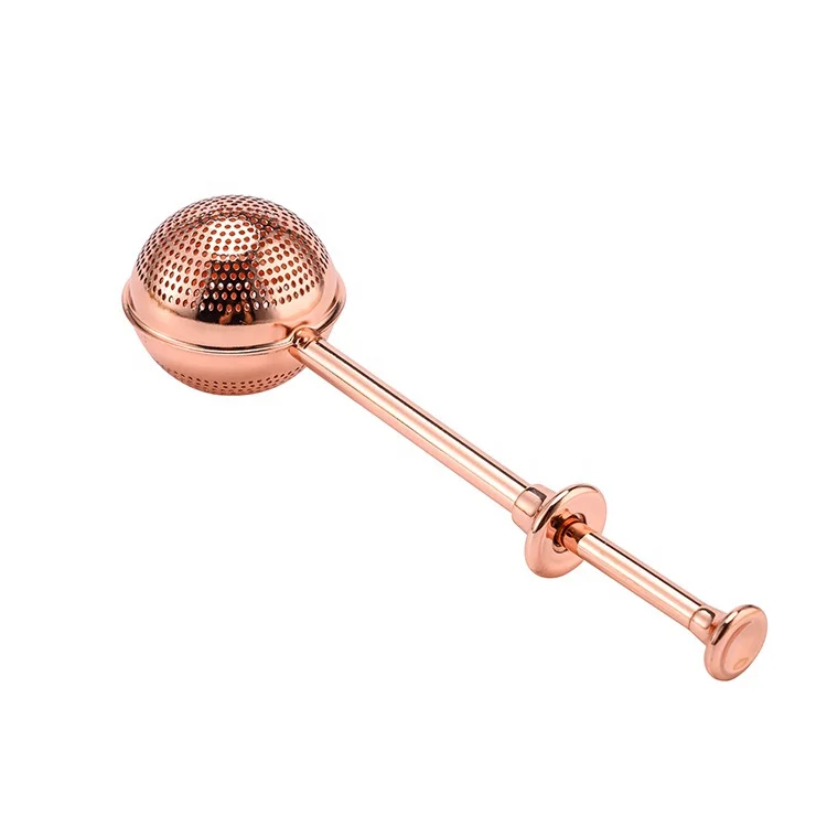 Rose Gold 304 Stainless Steel Tea Ball Infuser Strainer Filter With Long Handle For Loose Leaf Tea