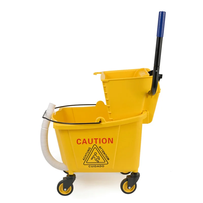 Single Plastic Wringer Mop Bucket With Wheels For Hotel