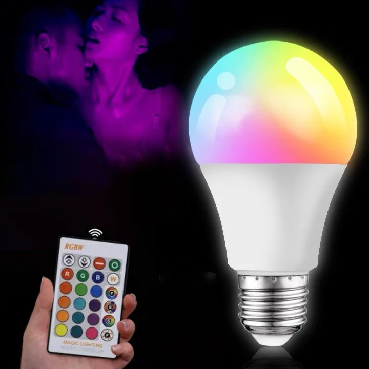Amazon Hot Sale LED Bulb 10W Smart Remote Control Dimmable RGB 16 Color Changing E27 RGB LED Light Bulb