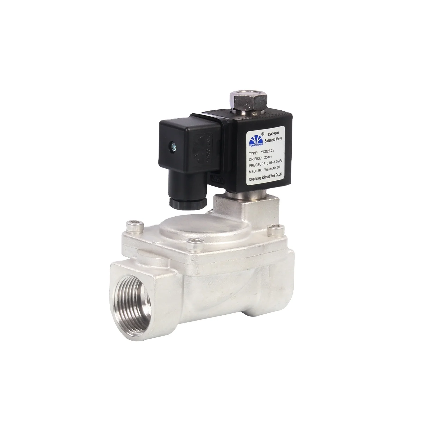Yongchuang  YCD11/21 series CE approved diaphragm 1 inch 2 inch water air stainless steel solenoid valve