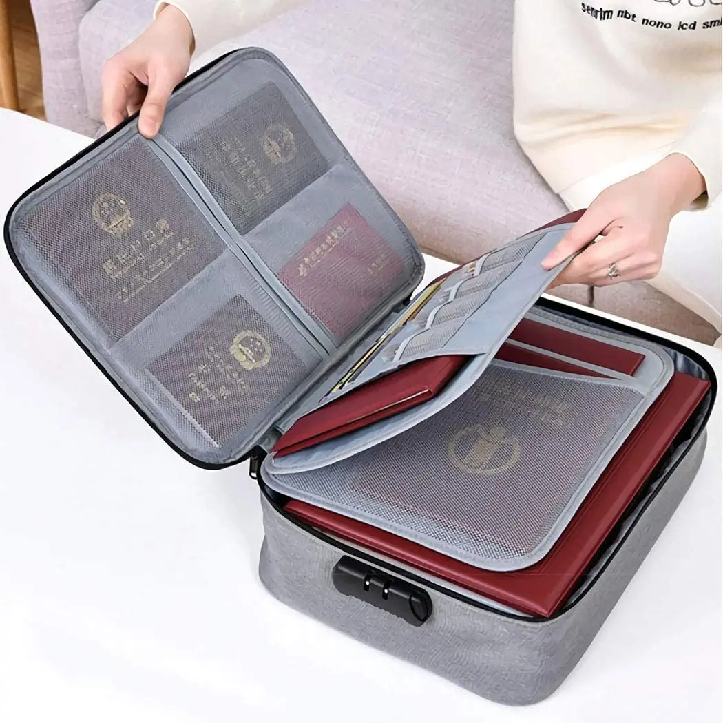 Oxford Waterproof Document Bag Zipper Closure Portable Filing Pouch File Pocket Organizer