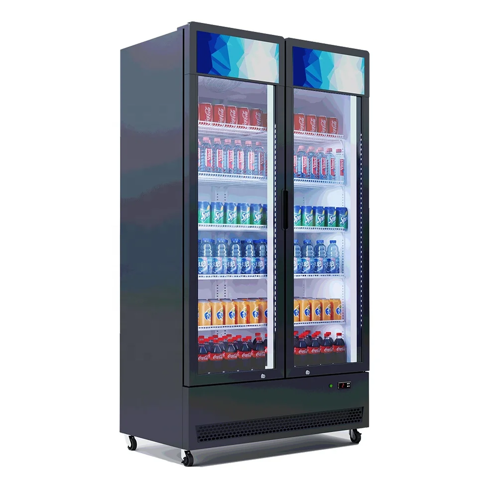 APEX Vertical Upright drink beverage Freezer beverage refrigerator Glass door commercial refrigeration equipment