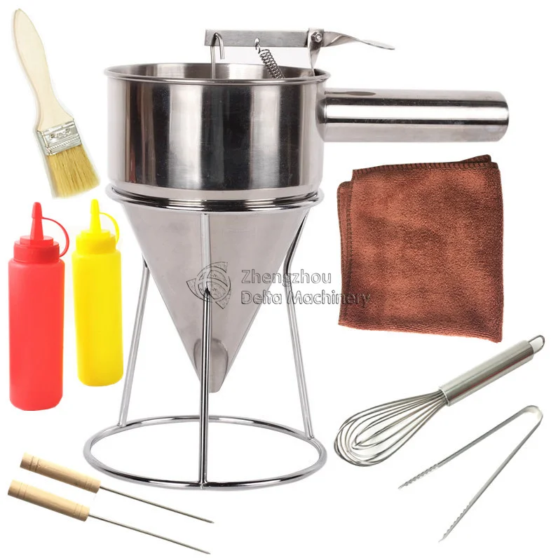 Food Gradetaiyaki Taikoyaki Pancake Waffle Cake Batter Disperser Pancake Octopus Ball Funnel With Stand For Sale