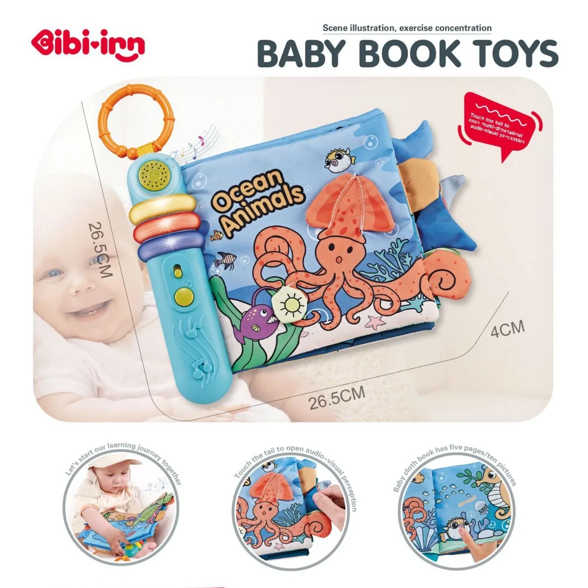 Wholesale New Arrivals Montessori Electronic Cloth Book Early Puzzle Kids Audio Hanging Book Sensory Sound of Music Toys