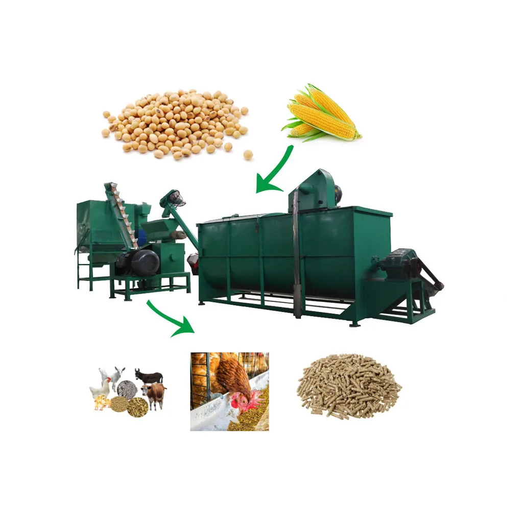 2 ton/h chicken pellet feed production line including crusher mixer, Hoist, Granulator, dryer HJ-R320
