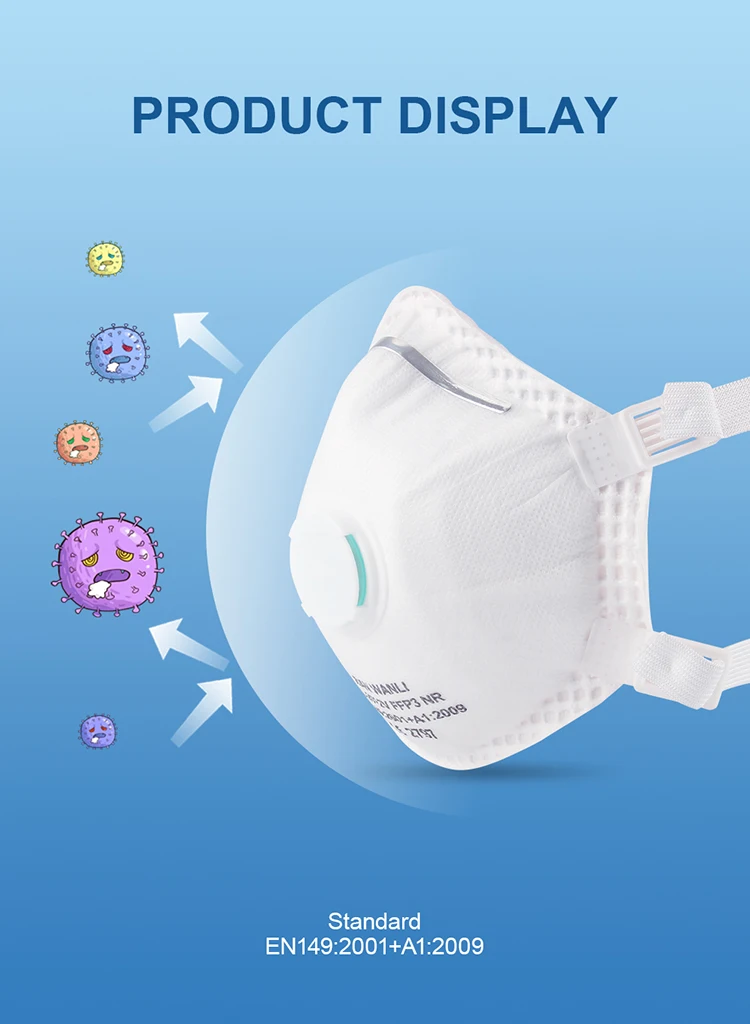 Customized logo FFP3 No Valve Respirator Disposable Mask 5 Layer Face mask dust-proof respirators high protection