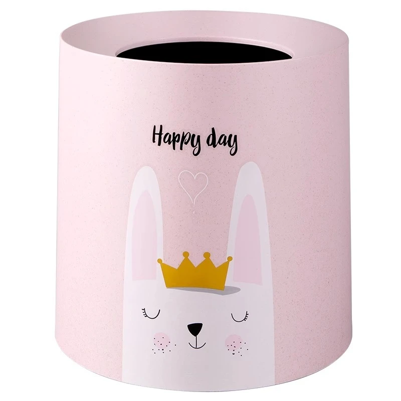 High quality White trash can home living room creative Nordic style ins bedroom bathroom large tuber cartoon cute girl