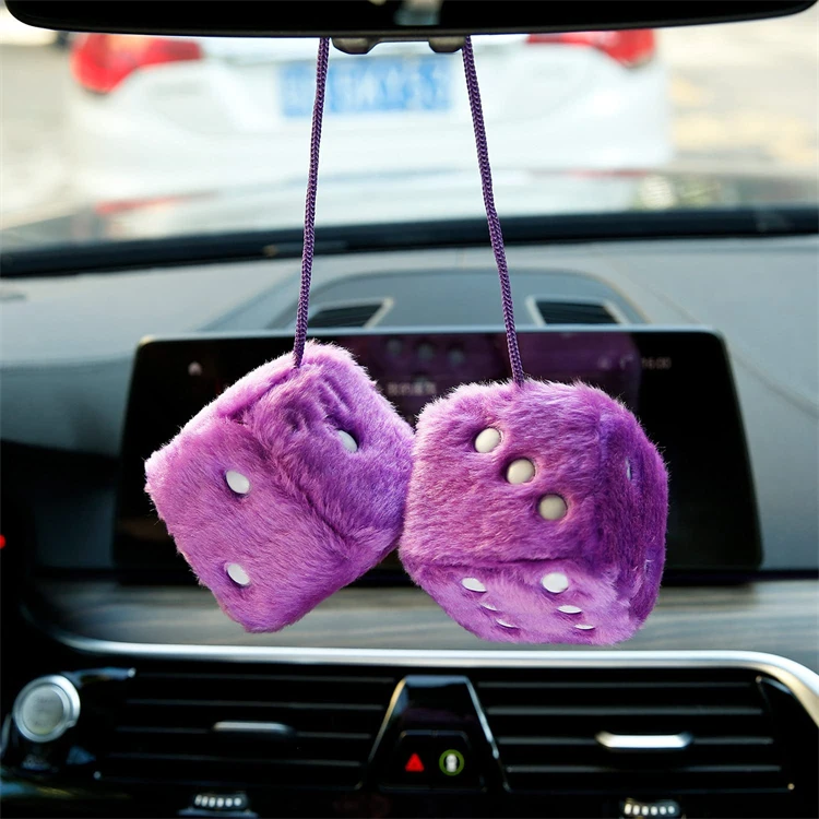 Car Pendant Colorful Plush Dice Craps Automobiles Rear View Mirror Charms Hanging Suspension Ornaments Desk Home Decoration