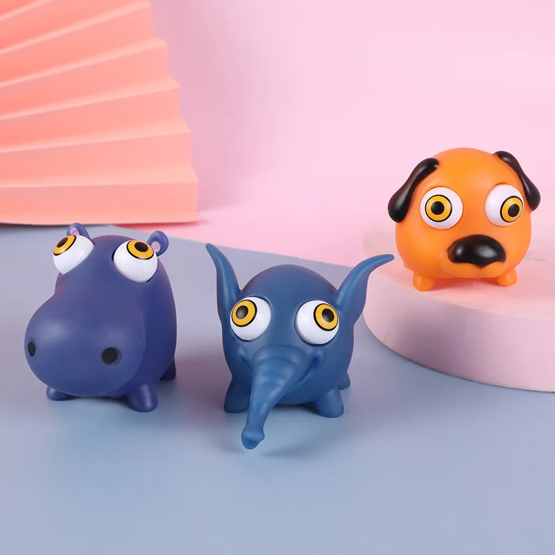 Cross-border Explosive Cartoon Eye-winking Animal Eye-popping Doll Squeeze Pinch Music Plastic Convex Eye Vent Decompression