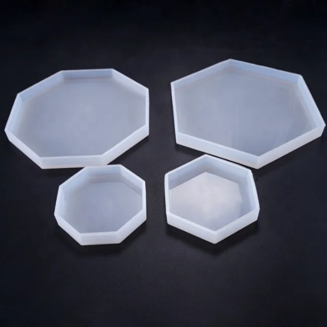DLR135 Wholesale  7*2.8cm High mirror table decoration epoxy glue mold octagon coaster silicone epoxy resin molds