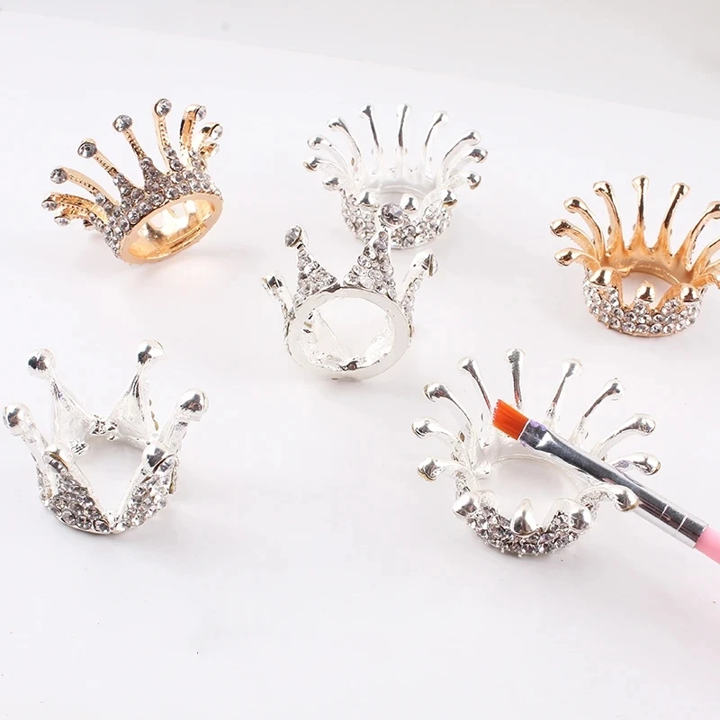 Retro Manicure Brush Pen Holder Nail Art Brush Painting Pen Diamonds Crown Shape Pen Brush Holder Nail Art Accessories Tools