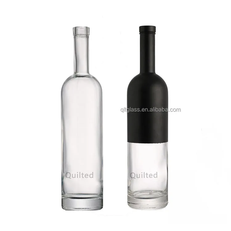 Empty Clear Round 200ml 375ml 500ml 750ml 1000ml Glass Liquor Wine Whisky Bottle Long Neck Empty Spirit Glass Bottle