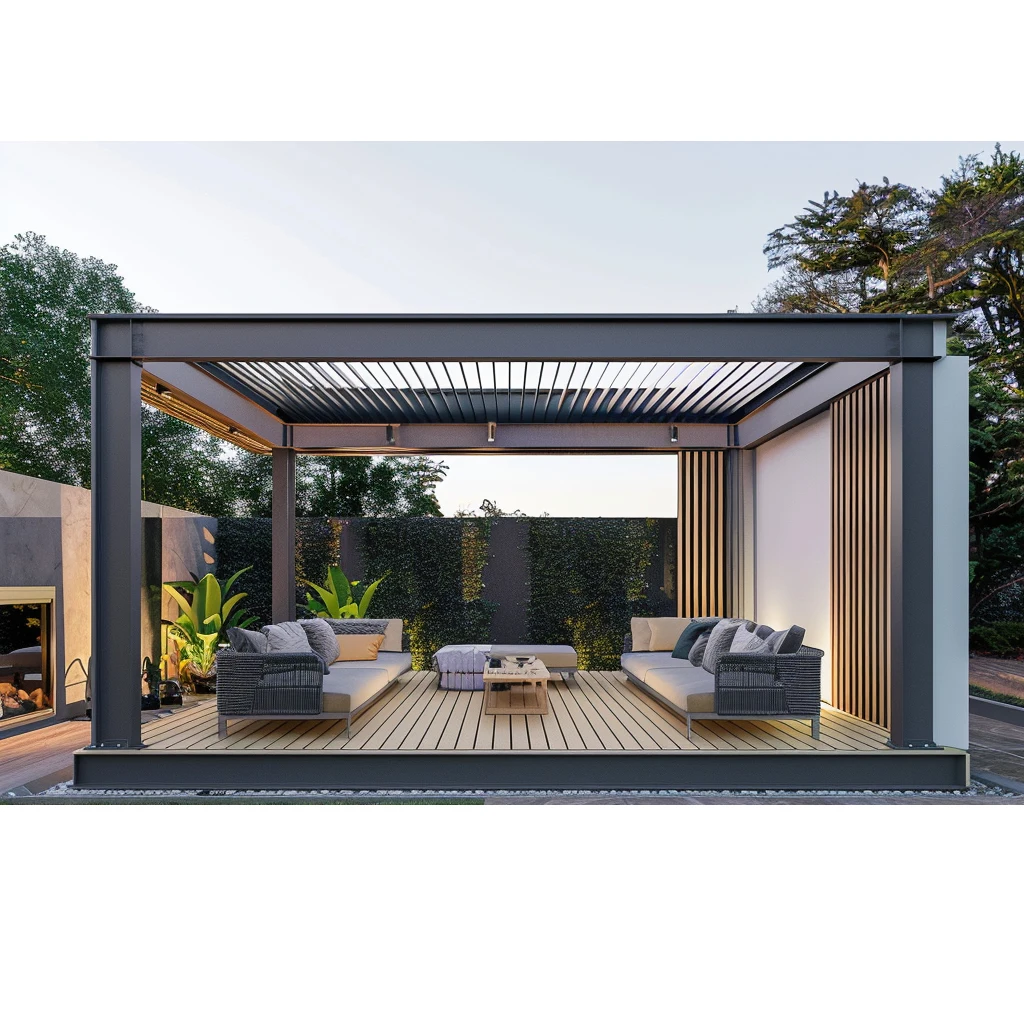 Garden exterior and Sun Terrace motorized canopy gazebo bioclimatic aluminium outdoor arches arbours bridge louvered pergola