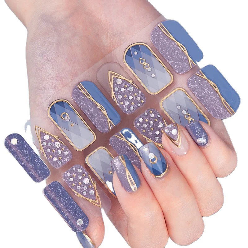 Full Cover Colorful Nail Polish Stickers UV Gel Polish Nail Wraps Strips Nail Art Stickers